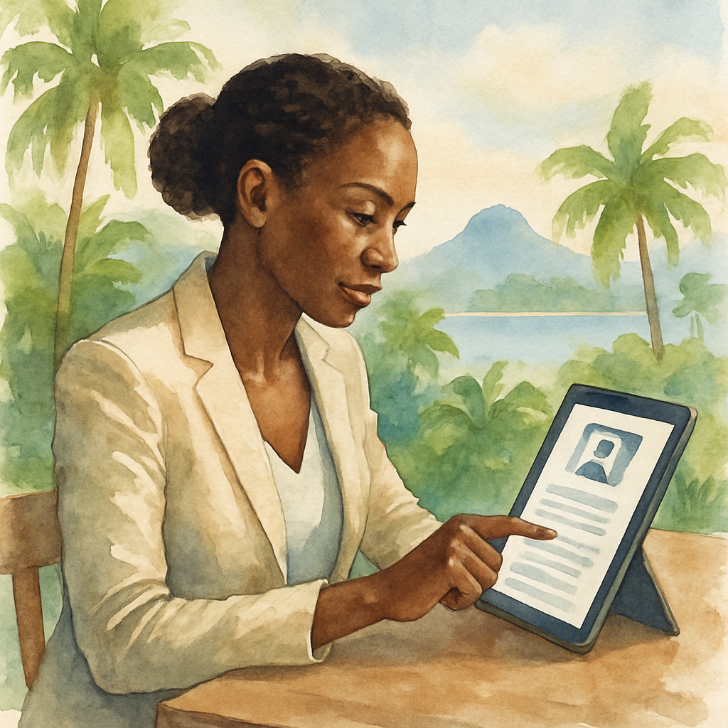 Candidata a enviar candidatura a vaga de emprego online em São Tomé e Príncipe